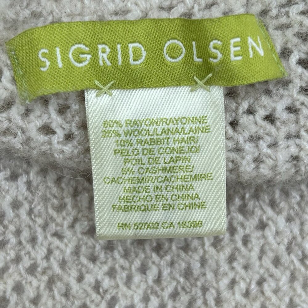 Vintage Sigrid Olsen Knit Crocheted Beige Floral Shawl Top Wool Rabbit Cashmere - Picture 6 of 6